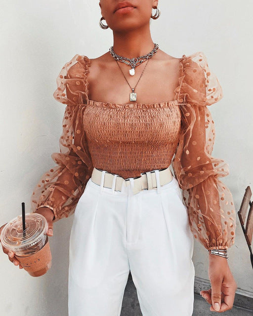 Top à manches transparentes