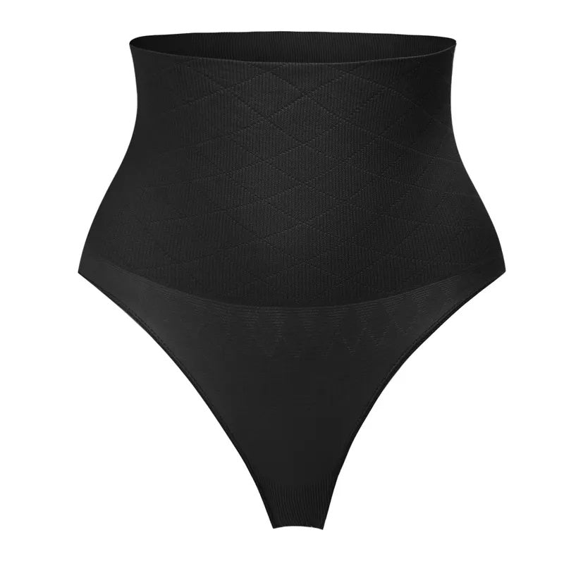 Mid Waist Seamless T-back Belly Striped Briefs High Elastic Plus Fishbone Thin Women&
