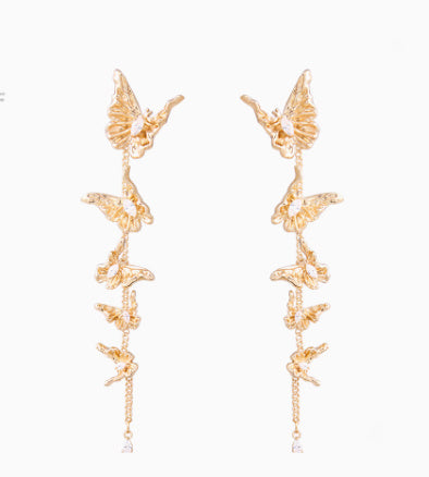 Vintage Tassel Multi-layer Gold Butterfly Earrings