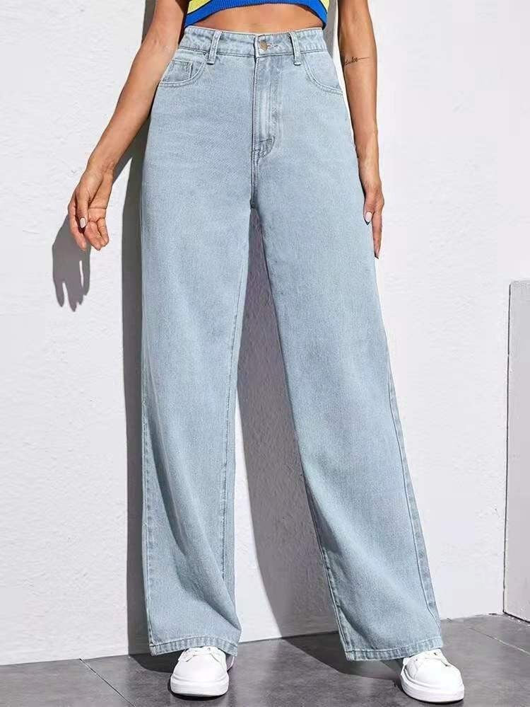 Washed Fashion Straight Jeans Women&