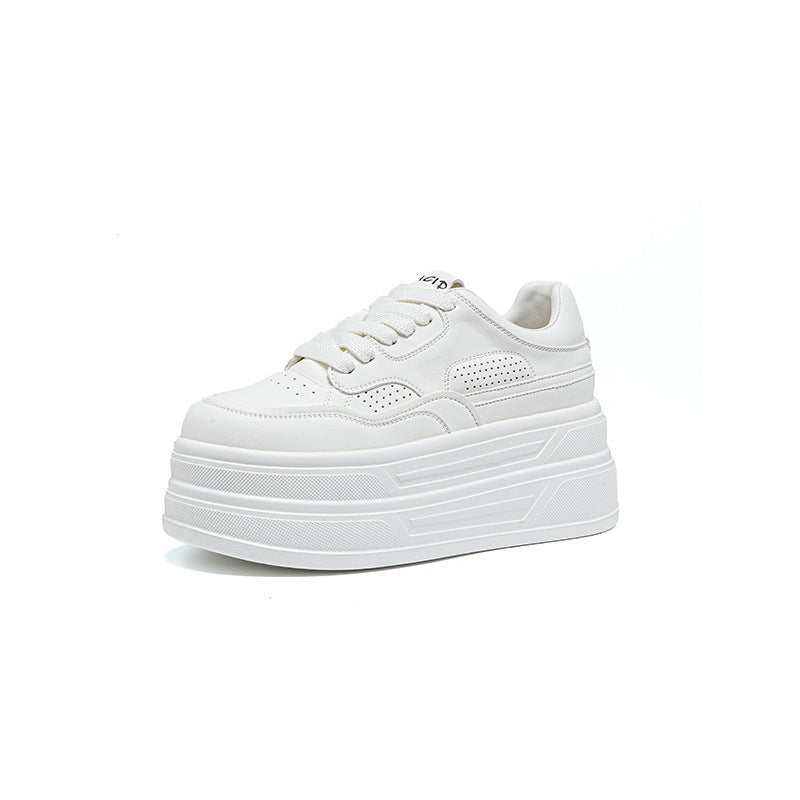 Leather Fashionable Platform Lace-up Casual Shoes