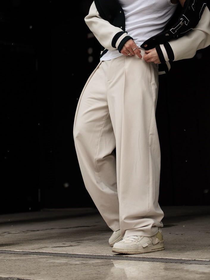 High-waisted Pleated Casual Pants