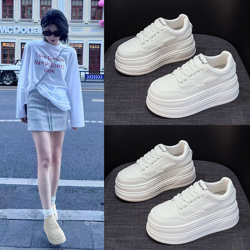 Leather Fashionable Platform Lace-up Casual Shoes