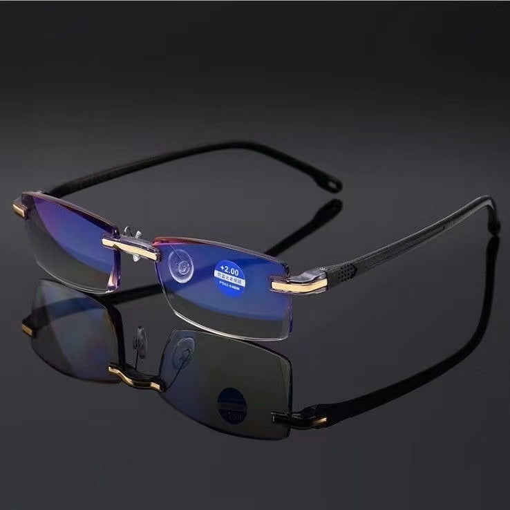 Trimming Diamond Fashion Presbyopic Glasses Anti-blue Light Frameless Men And Women Glasses For The Elderly