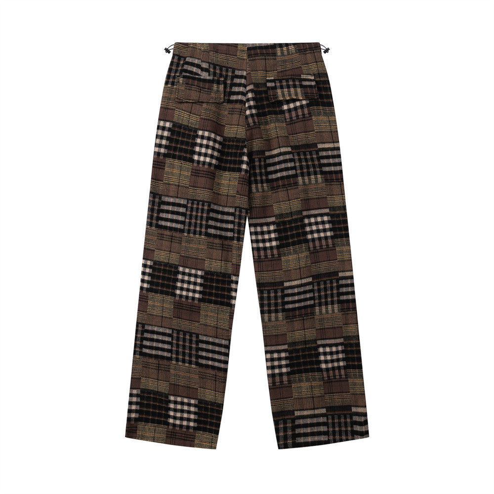 Fashion Plaid Casual Straight Trousers Men