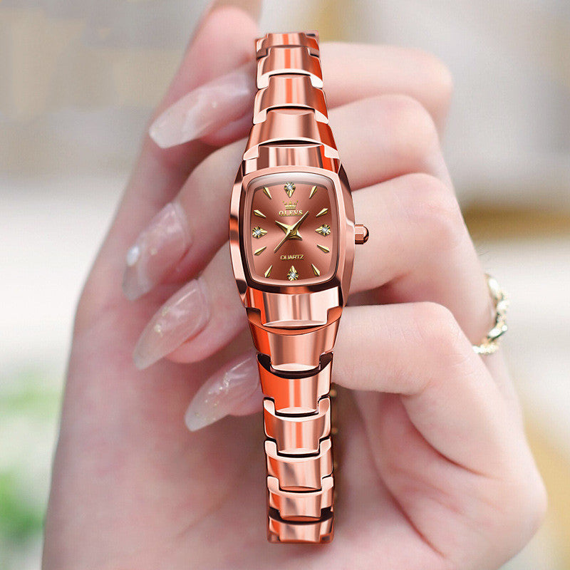 Tungsten Steel Quartz Watch Women&