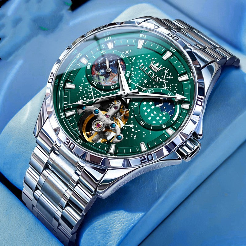 Fashion Starry Sky Mechanical Watch Business Hollow Waterproof Men