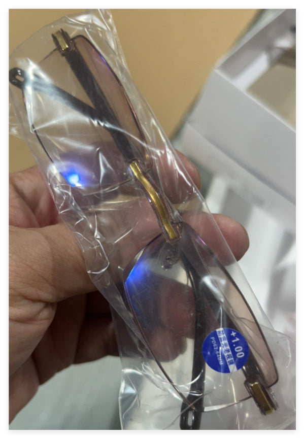 Trimming Diamond Fashion Presbyopic Glasses Anti-blue Light Frameless Men And Women Glasses For The Elderly