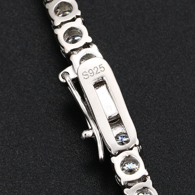 Moissanite 925 Sterling Silver Hip Hop Single Row Men&