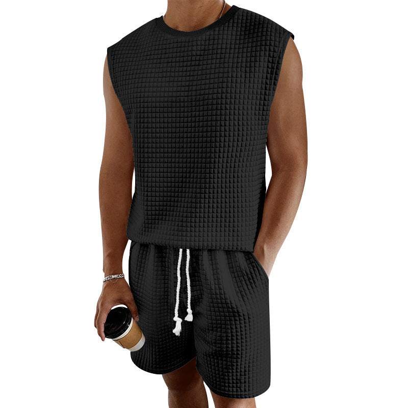 Small Plaid Sleeveless Tank Top Shorts Two-piece Set