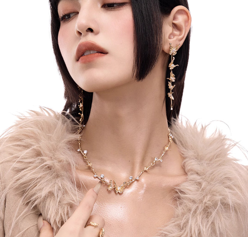 Vintage Tassel Multi-layer Gold Butterfly Earrings