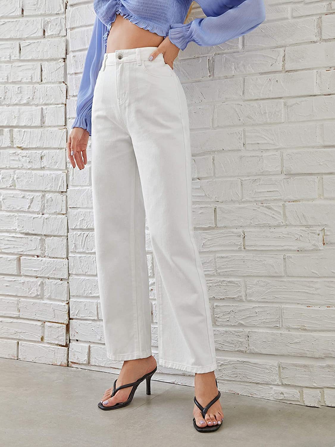 Washed Fashion Straight Jeans Women&