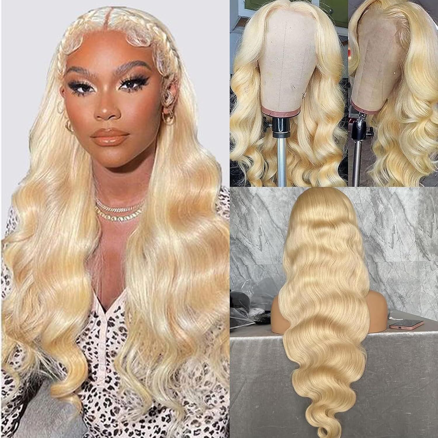 Former LACE Head Cap LACE FRONTAL WIG 13x4 Straight 613 BLONDE Straight Hair