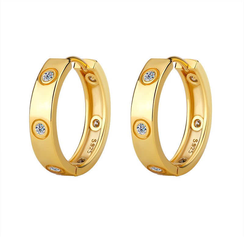 S925 Silver Simple 6 Diamond Moissanite Fashion High Sense Female Earrings