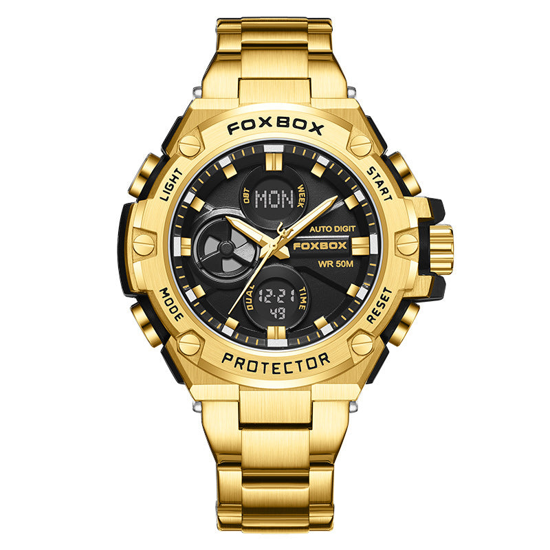 Fashion Double Display Luminous Electronic Watch Sports Quartz Steel Watch