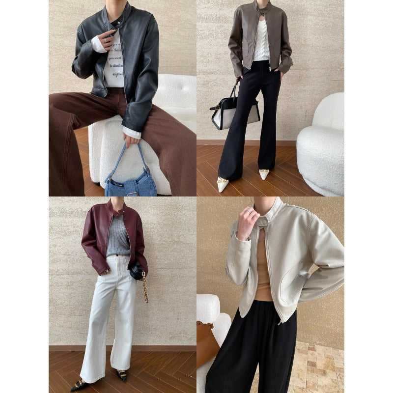 Locomotive Style Stand Collar Temperament Wild Jacket