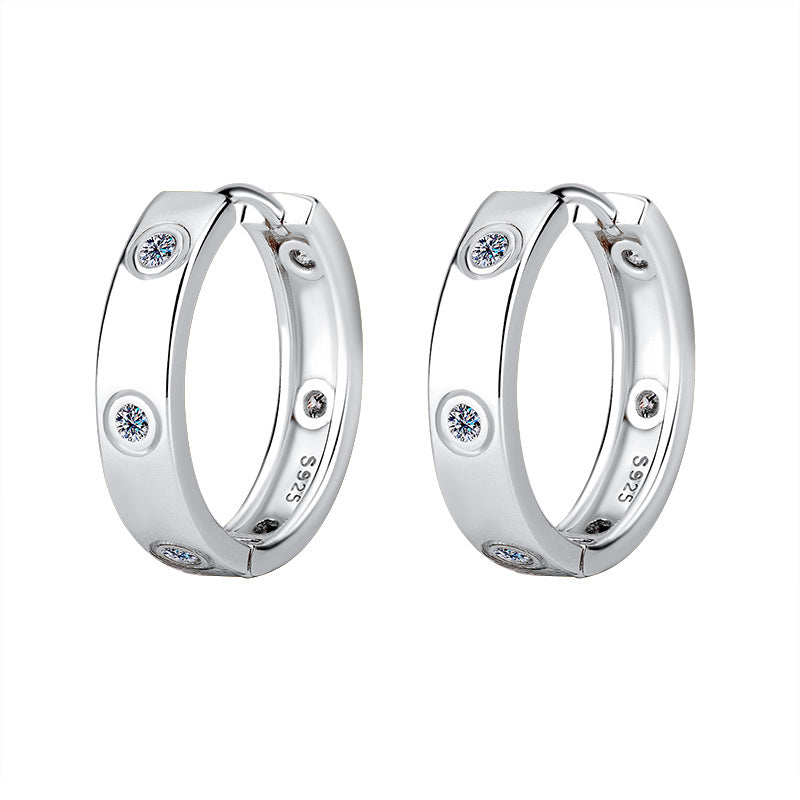 S925 Silver Simple 6 Diamond Moissanite Fashion High Sense Female Earrings