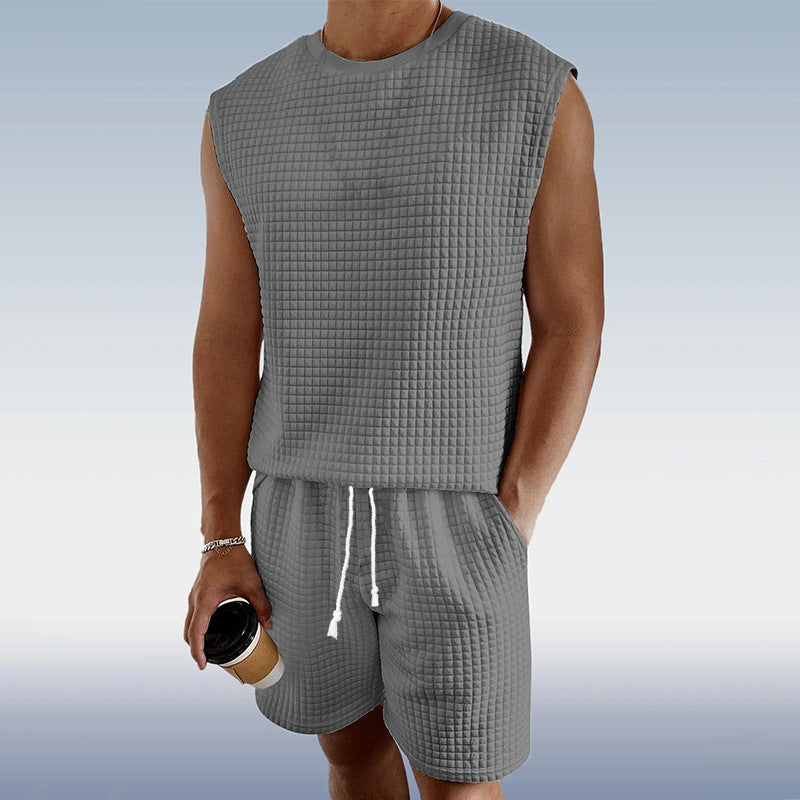 Small Plaid Sleeveless Tank Top Shorts Two-piece Set