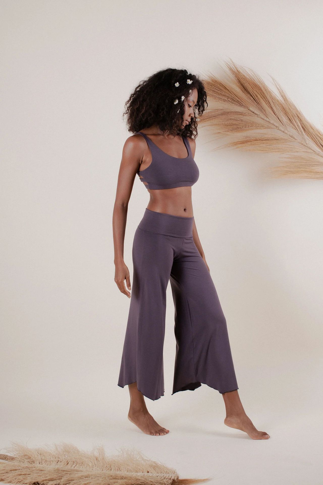 High Waist Irregular Casual Pants Yoga Cropped Pants