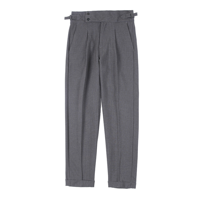High-waisted Trousers Striped Casual Men