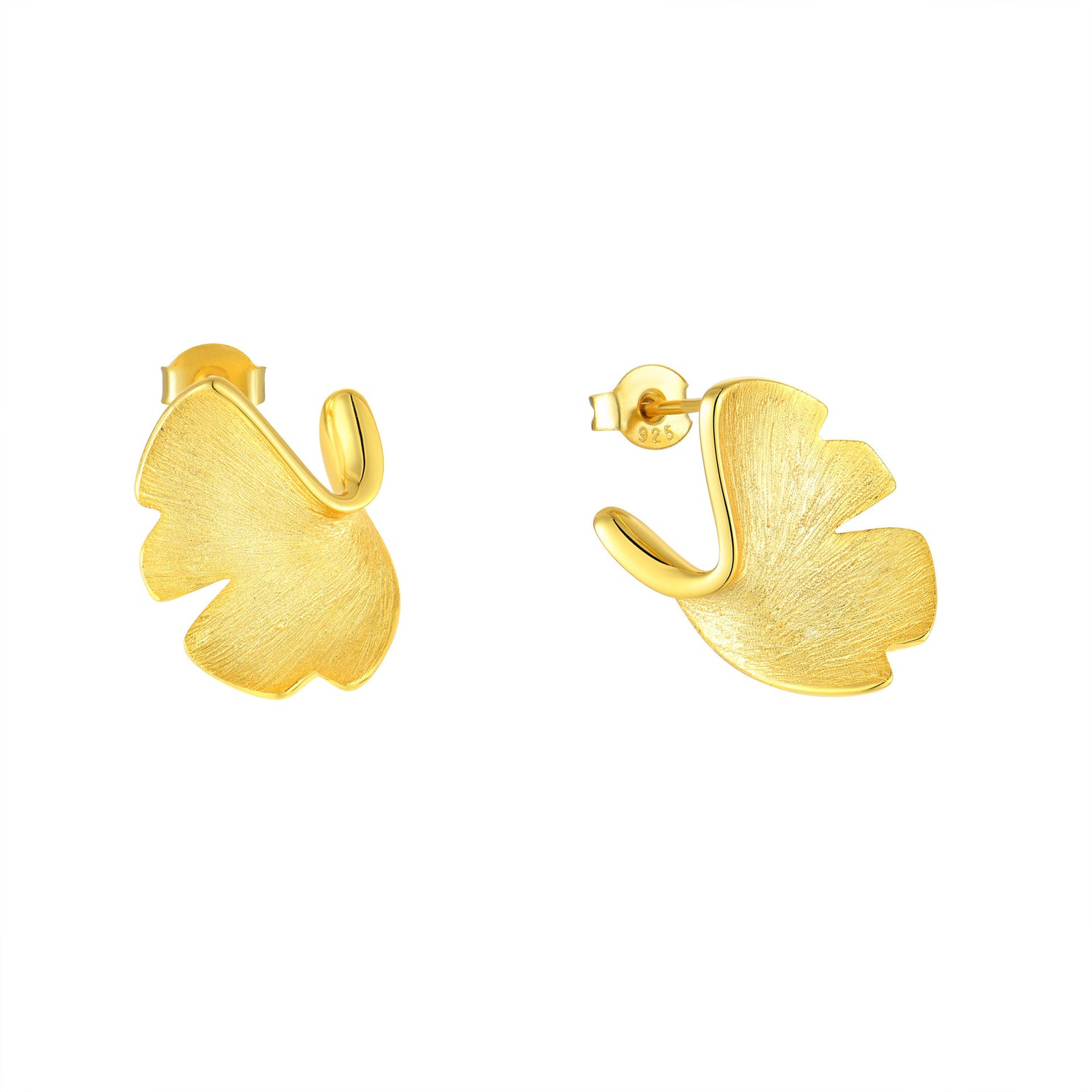 925 Sterling Silver Stud Earrings Female Plated 14k Gold Premium Sense Of Niche Design Ginkgo Biloba National Style Silver Jewelery