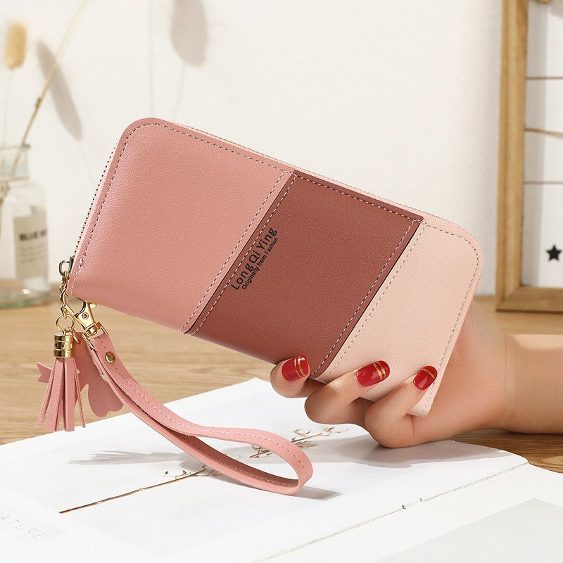 Korean Version Of Stitching Contrast Color Tassels All-match Mobile Phone Bag