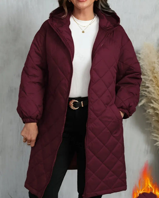 Elegant Hooded Zipper Cotton Jacket For Women