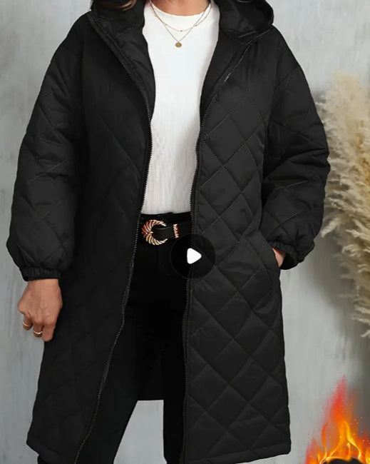 Elegant Hooded Zipper Cotton Jacket For Women