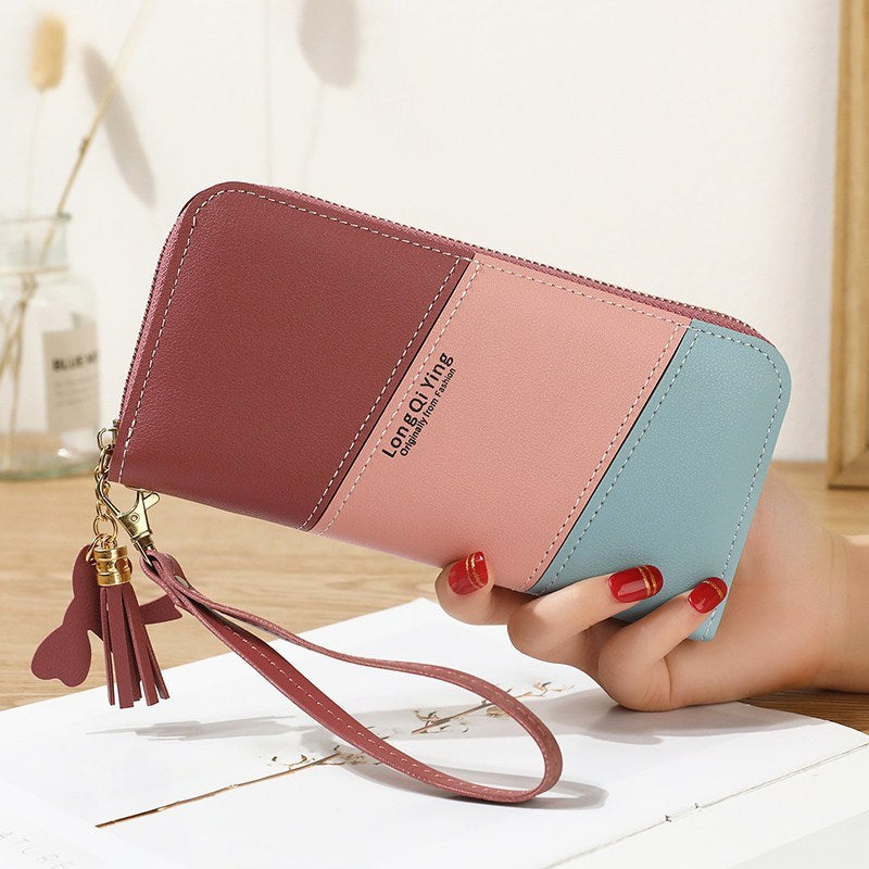 Korean Version Of Stitching Contrast Color Tassels All-match Mobile Phone Bag