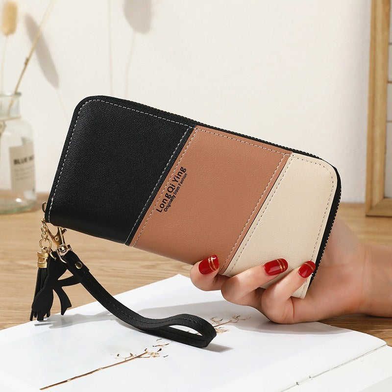 Korean Version Of Stitching Contrast Color Tassels All-match Mobile Phone Bag