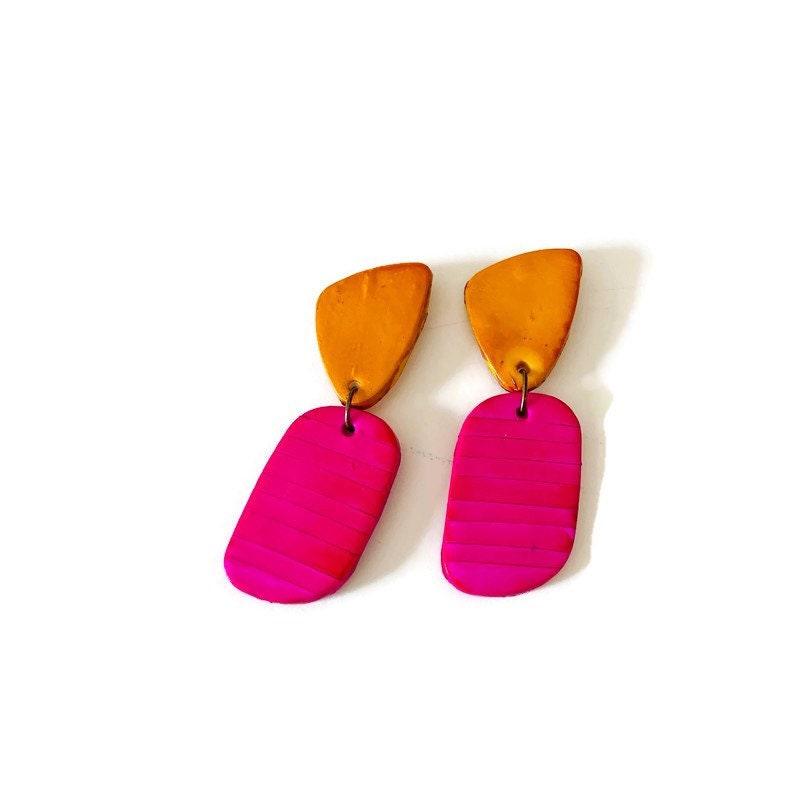 Cute Clip On Earrings Pink & Yellow-1
