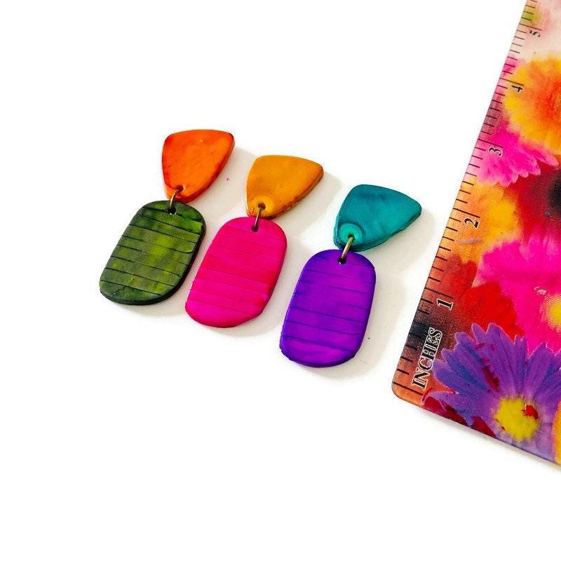 Cute Clip On Earrings Pink & Yellow-3