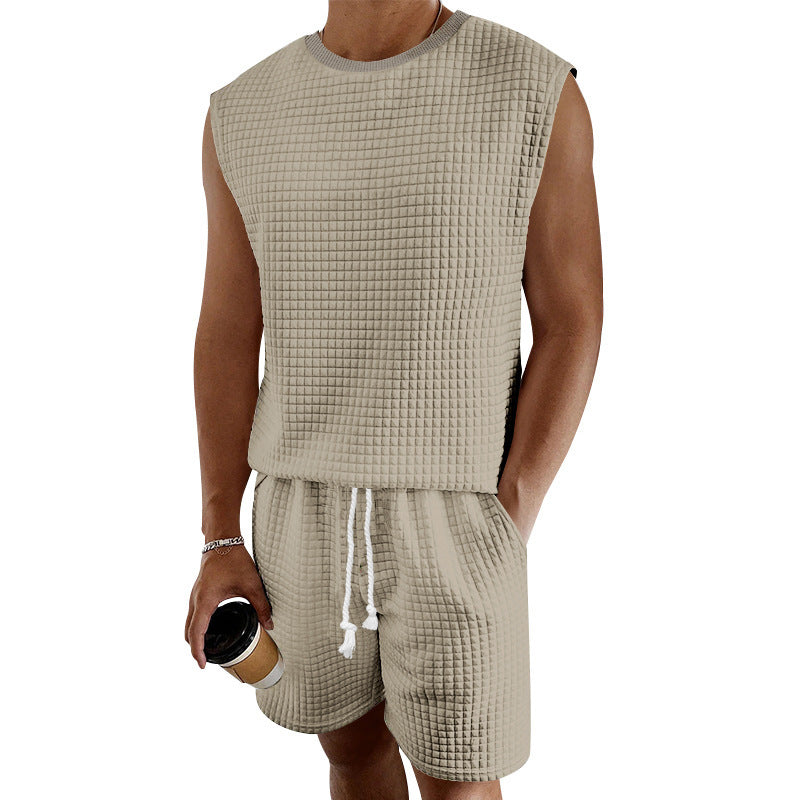 Small Plaid Sleeveless Tank Top Shorts Two-piece Set