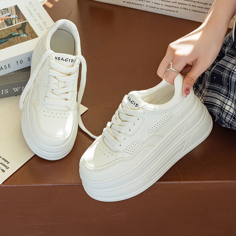 Leather Fashionable Platform Lace-up Casual Shoes