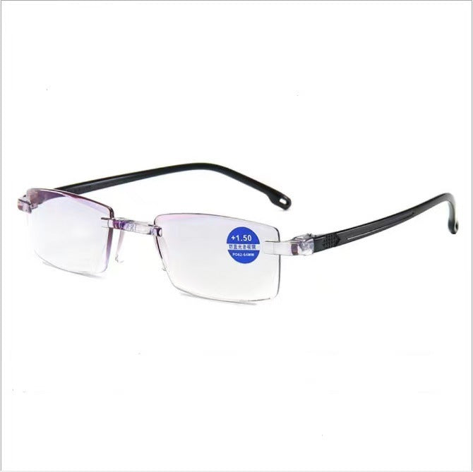 Trimming Diamond Fashion Presbyopic Glasses Anti-blue Light Frameless Men And Women Glasses For The Elderly