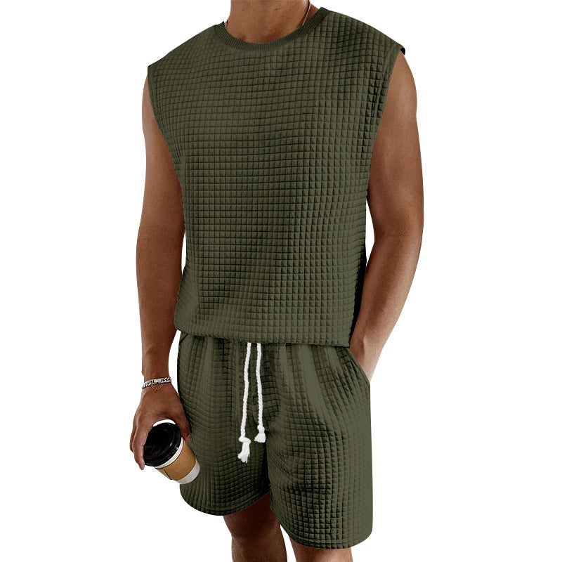 Small Plaid Sleeveless Tank Top Shorts Two-piece Set