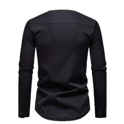 Color Block Zipper Design Plus Size Long Sleeve Shirt