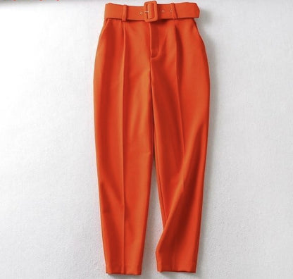 Multicolor draped trousers with belt