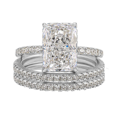 S925 Sterling Silver Super Shiny Ice Flower Cut Zircon Ring Suit