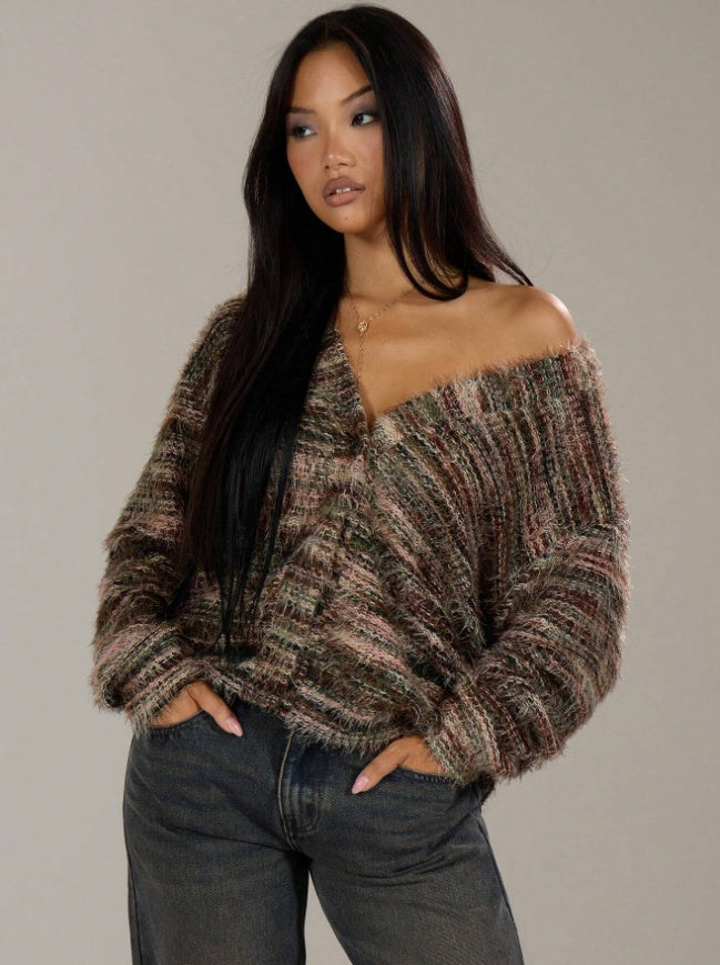 Oversized Textured Cardigan Spring Casual