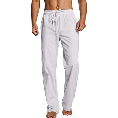 Cotton And Linen Loose Elastic Drawstring Waist Trousers
