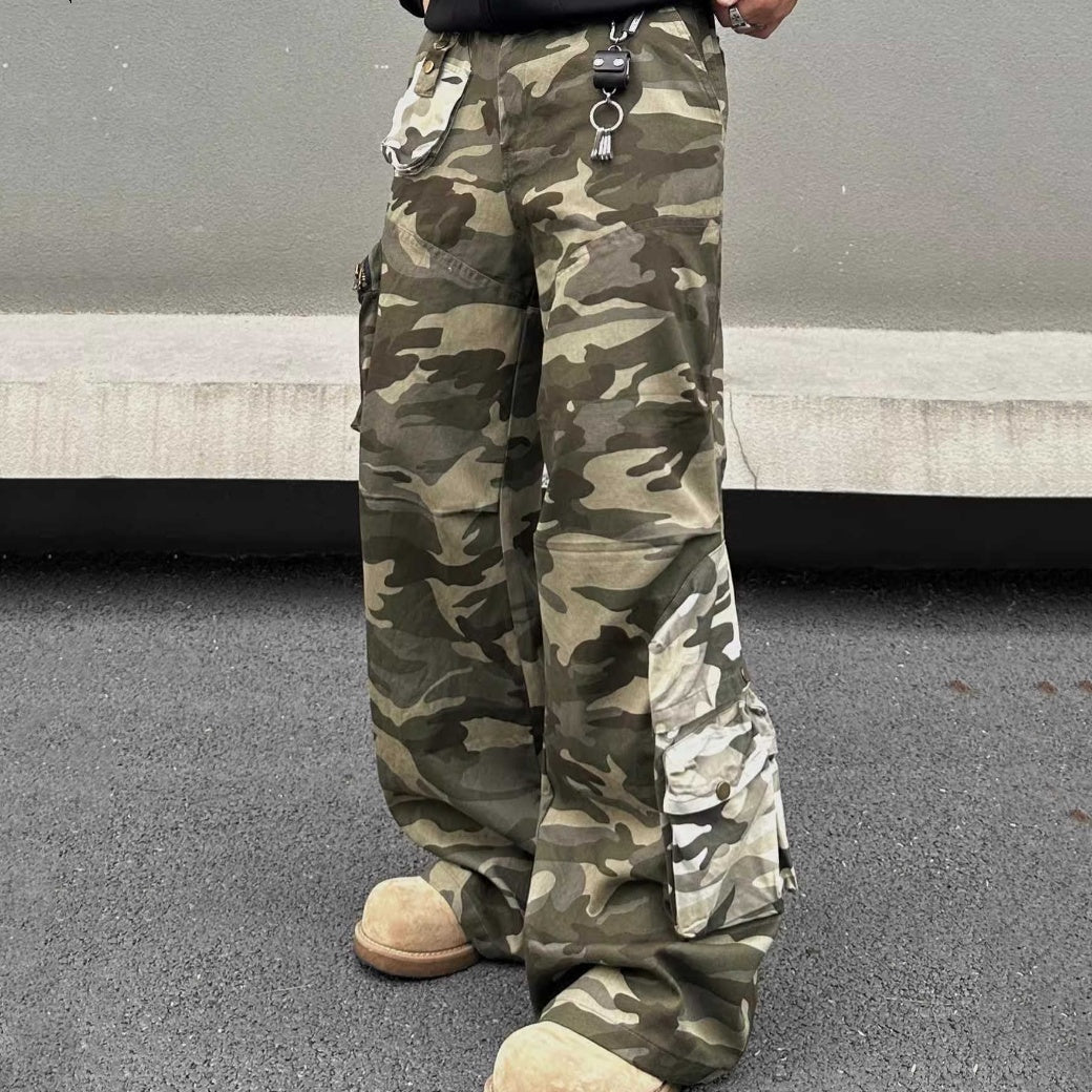 Stitched Camouflage Overalls Men&
