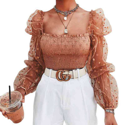 Top à manches transparentes