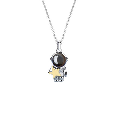 Astronaut Projection Couple Necklace Male And Female