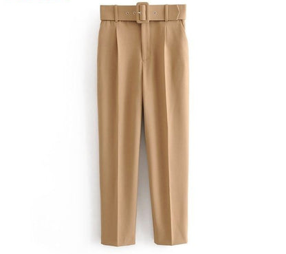 Multicolor draped trousers with belt