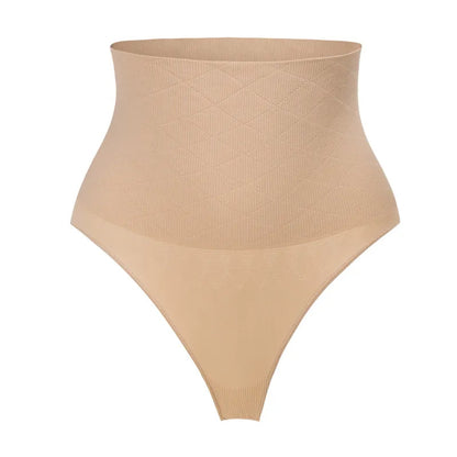 Mid Waist Seamless T-back Belly Striped Briefs High Elastic Plus Fishbone Thin Women&