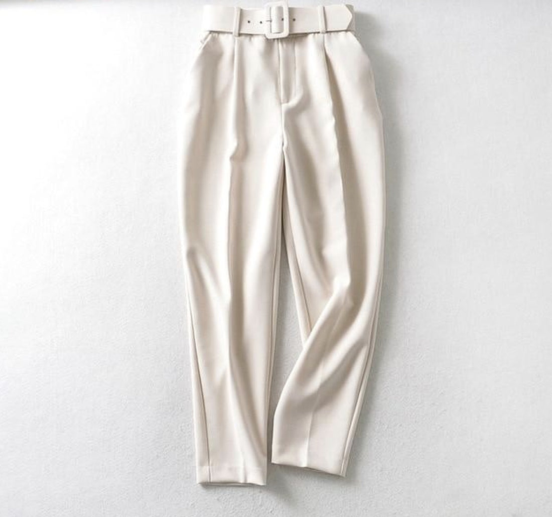 Multicolor draped trousers with belt