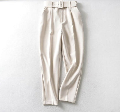 Multicolor draped trousers with belt