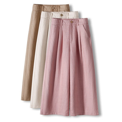 Thin Casual Straight-leg Cotton And Linen Wide-leg Pants