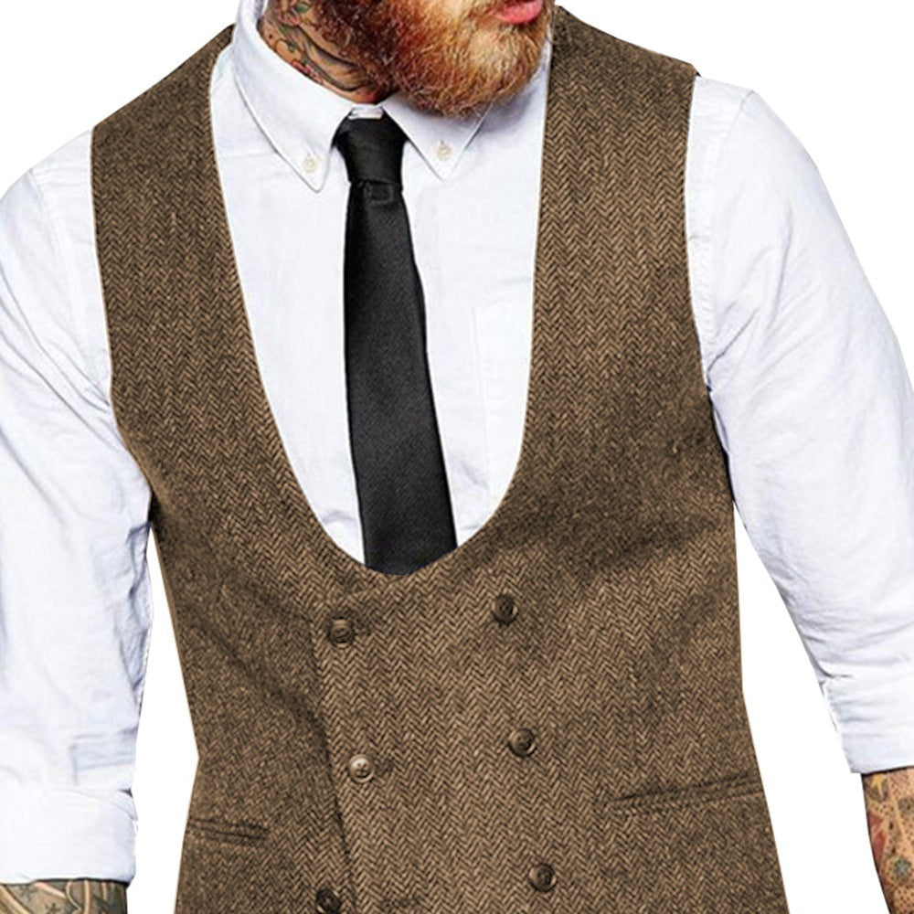 Retro Casual Herringbone Pattern Men&